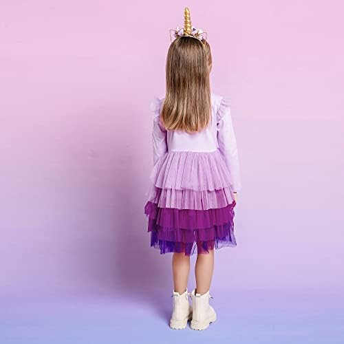 Викита Девојки Фустани За Зимски Долги Ракави Детски Девојки Облека Партија Тул Фустани За Мали Девојчиња, 2-12 Години