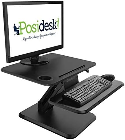 Posidesk posi210Bka средна големина седиште за заштеда на простор за заштеда на простор со вграден држач за чаши, работна станица за прилагодување