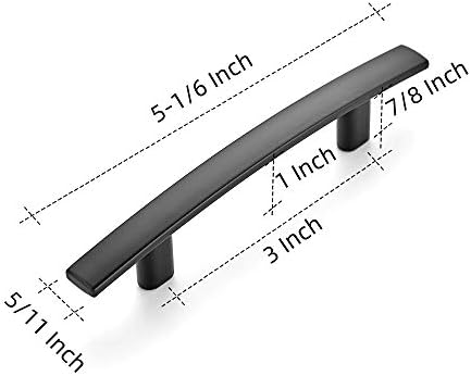 Равинт 1 пакет | 5-3/16 '' Curved кабинетот влече мат црна кујна фиока влече рачки на лакови од 5-3/16 , 3 центар за дупки