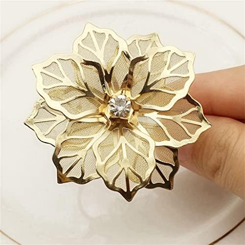 Zhuhw 60 парчиња цвеќиња од салфетка прстени метални златни салфетки за салфетка, држач за прстени од салфетка