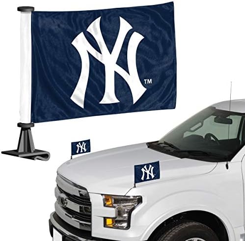 FanMats 61848 New York Yankees Ambassador Car Flags - 2 пакувачки мини авто -знамиња, 4in x 6in, совршен за аспиратор или багажникот