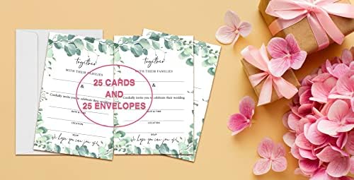 Зеленило Свадба Покана Картички-Покани Картон За Свадбени Забави Приеми - 25 Картички и 25 Коверти