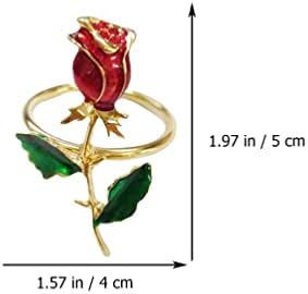 Круг на салфетка роза цветна салфетка прстени тока: држач за салфетка 4 парчиња сервиси за сервиси за ден на вinesубените за свадбената