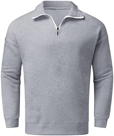 Wocachi Mens 1/4 zip up вратот пуловер, 2022 година Зимски држач за спортови за џебови за џебови мода лабава вклопена обична маичка