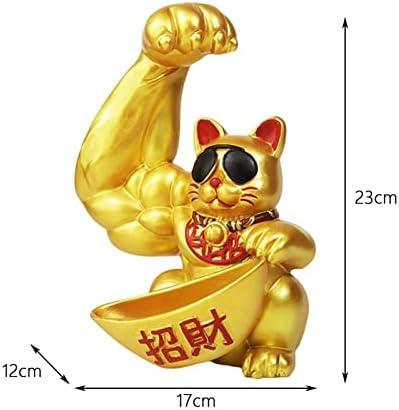 Qianly среќна кутија за складирање на скулптури со бонбони садови за садови за садови, среќа мачка колекционерска фигура за