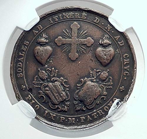 1851 година ИТ 1851 Италија Ватикан Папа Пиус IX Антички медал преку деноминација_in_description Добар NGC