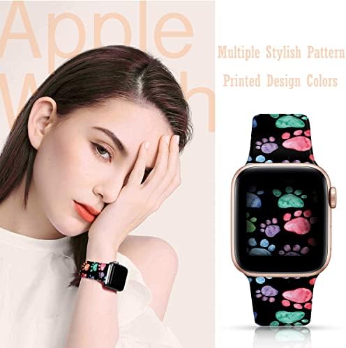 ДОО UC Велигденски Цветни Ленти За Часовници Компатибилни со Apple Watch 38мм 40мм 41мм 42мм 44мм 45мм 49мм За Жени Девојки, Заменливи Силиконски