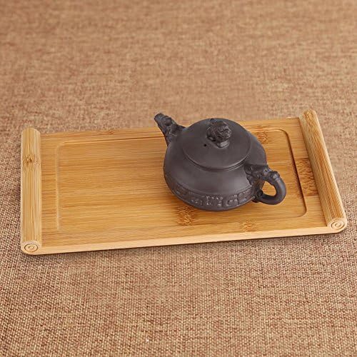 Бамбус сад за чај, 10,43 x 5.08 x 0,71inch Кинески чај сервис за сервирање Класик кунгфу преносен зелен чај чинија чајник чајни
