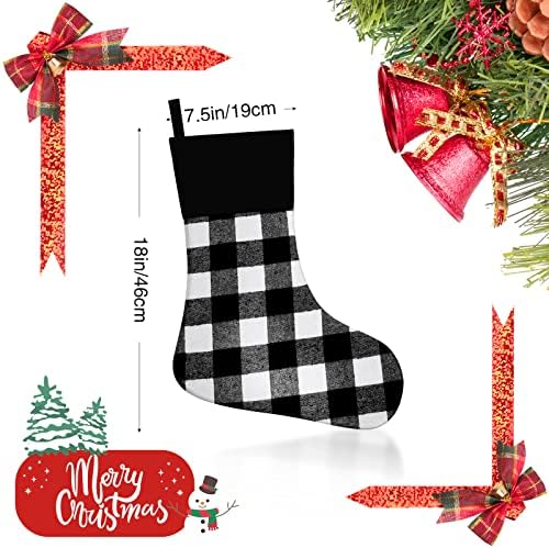 8 пакувања Божиќни чорапи 18 инчи Божиќни чорапи Големи биволи Проверете чорапи Божиќно празник порибување Божиќни чорапи Декорација камин