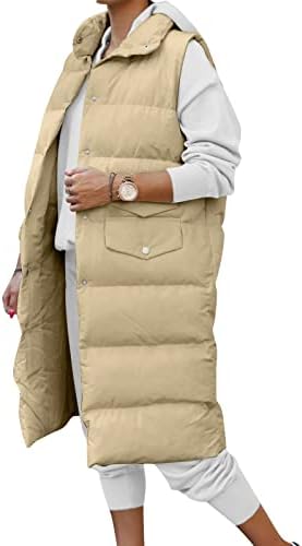 Женски долги зимски палто елек елек термички залепен јакна елек ватирана долга палто женски палта за зима плус големина