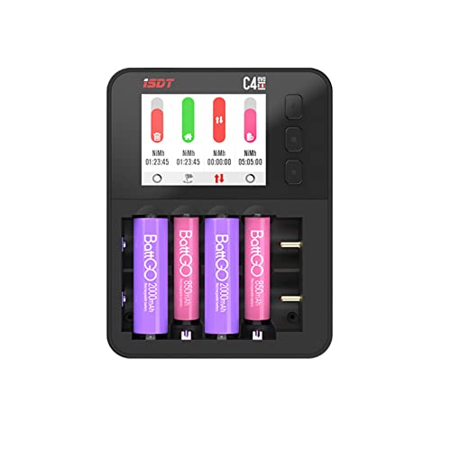 ISDT C4 Evo Паметен Полнач За Батерии Со ТИП-C QC3. 0 Излез ЗА Aaaa Li-јонска Батерија со IPS Дисплеј Екран И Спречување На Пожар