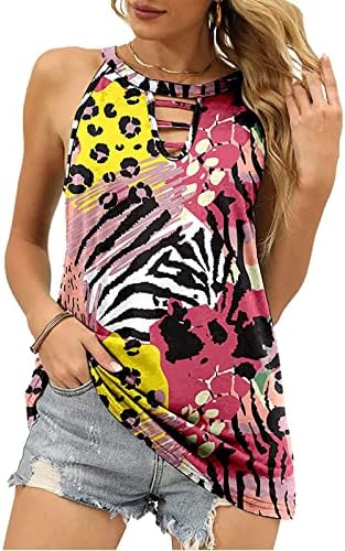 Бренд на плажа Charella Women Blunch Bluses Bluses Blusees Vest Ecterceck Gradient Leopard Print Исечени хавајски блузи 93