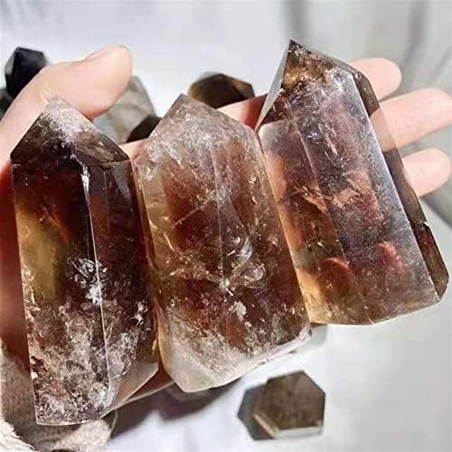 Jongia 65mm-75mm природен лечен камен чаден цитрински кули кварц кристално стапче точки 1 парчиња убав кристал
