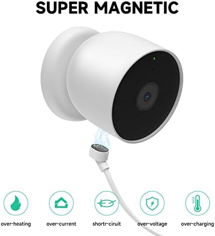 Ајоту 26ft Пакет на кабел за напојување со монтажа со анти-кражба за Google Nest Cam, водоотпорен адаптер за напојување Брзо полнење со