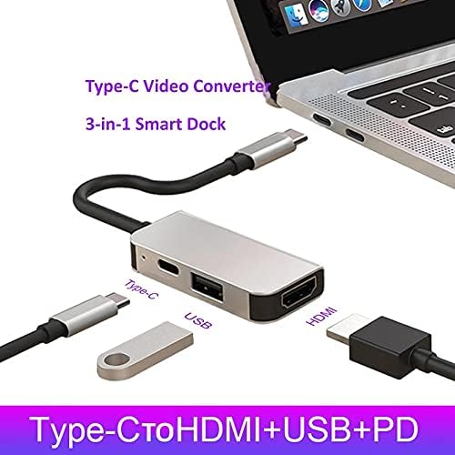 SDFGH USB Тип C 3.1 До-Компатибилен USB 3.0 Dock Hub 3 во 1 USB C Адаптер 4K Видео Pd Полнење Конвертор