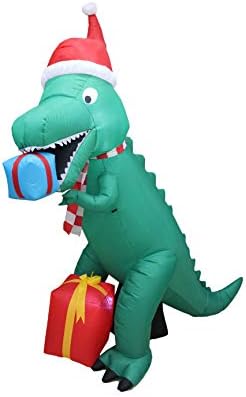 7 стапала високи Божиќни надуени диносауруси со кутии за подароци слатки светла осветлени декорација на забави за дува за внатрешна