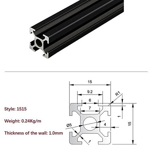 MSSOOMM 10 PACK 1515 Должина на профилот на алуминиум за екструзија на алуминиум 58,27 инчи / 1480mm црна, 15 x 15mm 15 серии Т тип Т-слот Европски