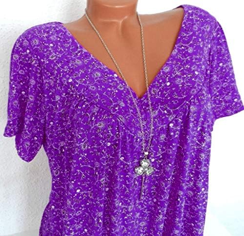 Жените Плус Големина Кратки Ракави V - Вратот Печатење Блуза Пуловер Блузи Кошула