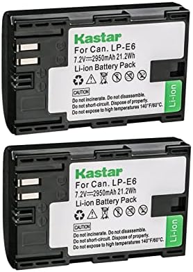 Замена на батеријата со 2 пакувања Кастар за батеријата Canon LPE6NH, камерата без огледало на Canon EOS R7