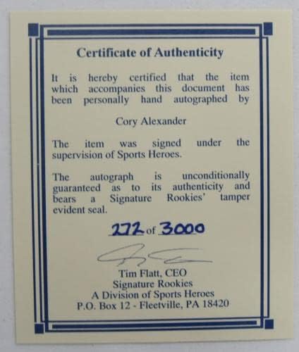 Кори Александар потпиша автограм за автограм од 1995 година Дебитанти 8x10 Кошаркарска картичка - Автограмирана НБА фотографии