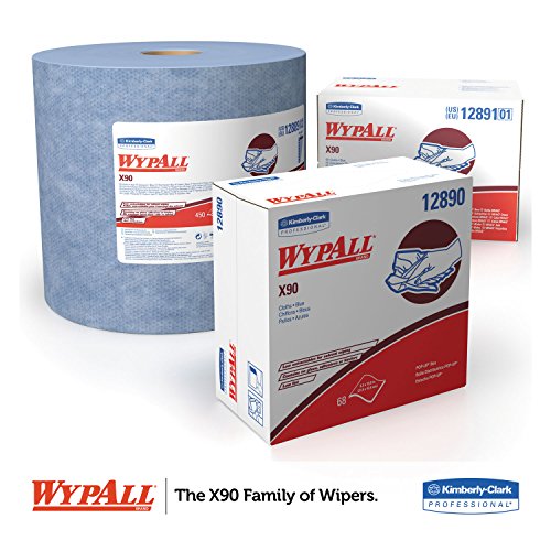 Wypall 12890 x90 крпи, pop-up кутија, 8 3/10 x 16 4/5, тексас сина, 68/кутија, 5 кутии/картон