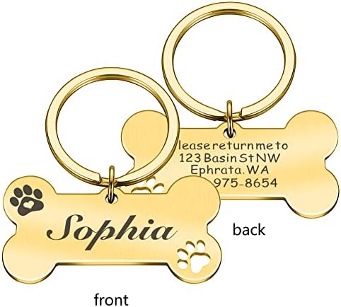 Ознаки за адреса на јака за кучиња за медал за кучиња со гравура име маче додатоци за кученца персонализиран ланец на ѓердан за мачки