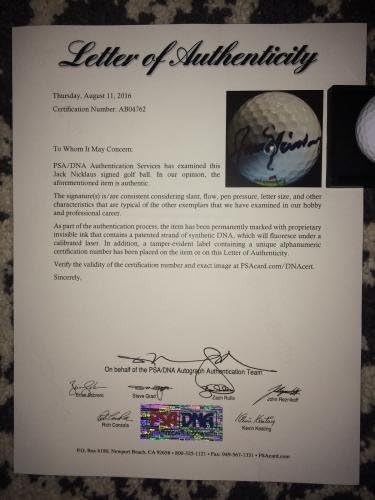 Jackек Никлаус потпиша официјална мајстори Голф топка Златна мечка 6x Шампион ПСА/ДНК 3 - Автограмирани топки за голф