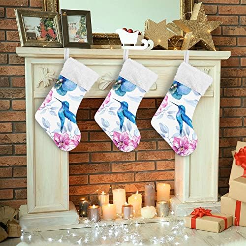 ТАРТИСКИ Божиќни чорапи 1 пакуваат големи 18 во Божиќни чорапи со орхидеи цвеќиња Хамингберд камин што виси Божиќни чорапи Персонализирана
