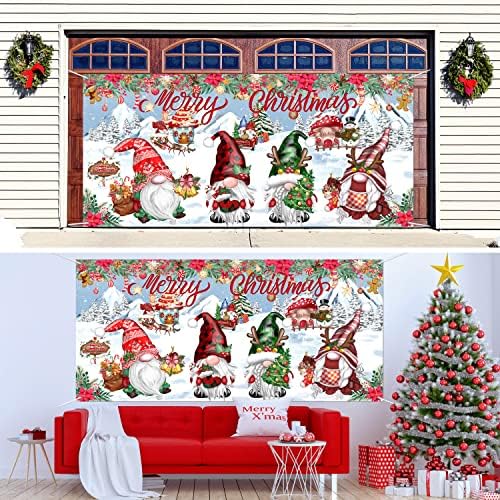 Божиќ Гноми Гаража Врата Банер Декорација Голема Гаража Вратата Покрие Божиќ Дедо Гном Налепница Божиќ Празник Отворен Ѕид Фото Реквизити