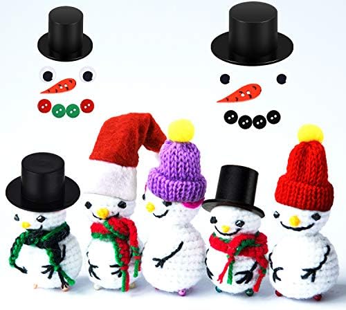 Willbond 120 парчиња мини Божиќ плетена капа Mini Santa Hat Xmas црна пластична Божиќна капа Божиќна занаетчиска капа за украси за новогодишна
