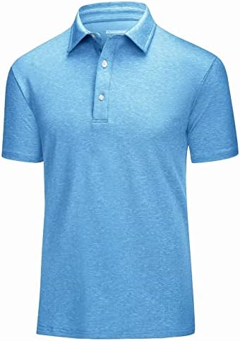 Поло со кратки ракави на Магкомен, маички за голф за мажи со 3 копчиња за влага, атлетска обична маица