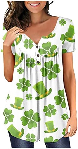 Ден на двојни кошула Adhowbew St Patricks Women Women 3/4 ракав Шамрок Среќа маици Ирски фестивал Подарок за подароци за екипаж,