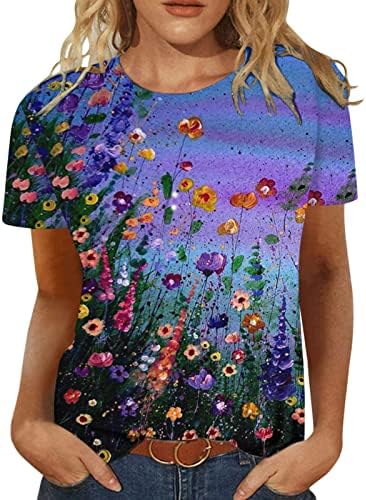 Женски летни врвови Единствени графички маици со туники со тркалезна блуза печатени жени кои работат со кошула со долг ракав