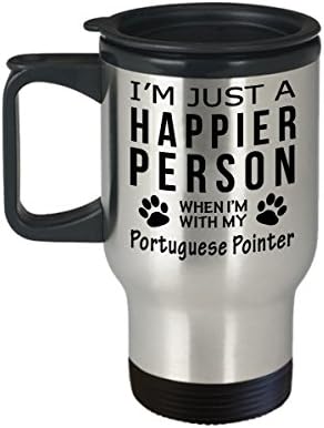 Куче Љубовник Патување Кафе Кригла-Посреќна Личност Со Португалски Покажувач-Миленичиња Сопственик Спасување Подароци