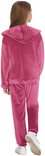 HOPEAC девојки случајни основни велур zip up hoodie hoodie sweatsuit set oggger облека облеки облеки