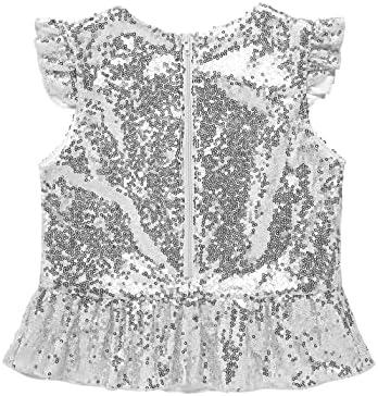 Fldy Girls Sparkle Sequins Dance Crop Topever Camisole Tops Tops Corleag Jazz Performance кошула елек