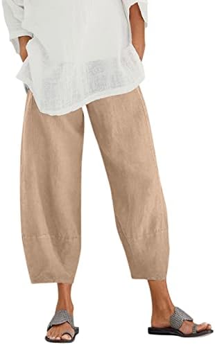 Grge beuu capri панталони за жени памучни постелнини исечени памучни постелнина панталони женски обични цврсти бои џемпери плус големина