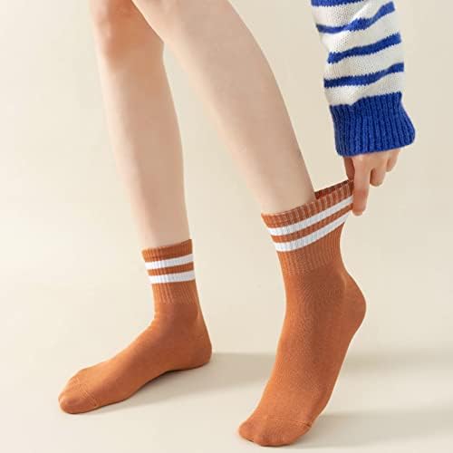 Дигон 6 пара модни шарени атлетски чорапи за жени, обични слатки гроздобер чорапи на екипажот, цела сезонска чорапи за жени