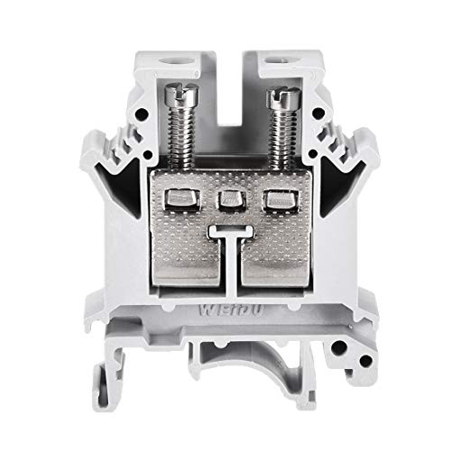 UXCELL UK16N DIN Rail Terminal Block Click Click Connector, 660V 76A Grey за 22-4 AWG, 10 парчиња