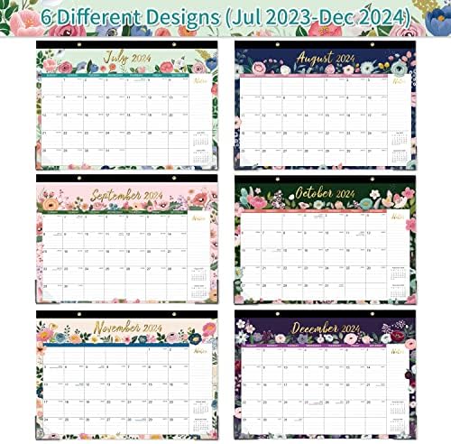 Календар на биро 2023-2024 - 2023-2024 Календар на бирото, јули 2023 година - декември 2024 година, 12 '' × 16,8 '', 18 месечно планирање на календарот за биро со големи пресудени блокови