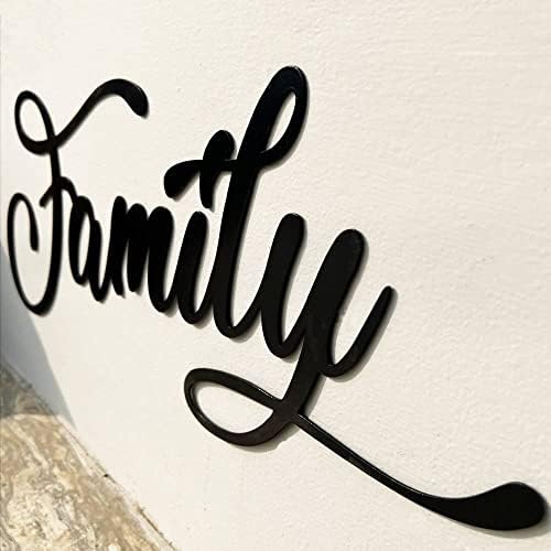Метален семеен знак црна, 24 x 9,5 инчи Метал Семеен знак за декорација, Декор на wallидови од семеен знак, 'рѓосан метален