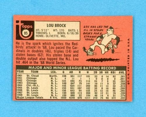 1969 Топс 85 Лу Брок Сент Луис Кардинали Бејзбол Картичка НМ о/ц-Бејзбол Картички Со Плочи