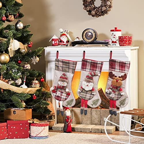 Божиќно порибување Големи Божиќни чорапи Декорација Дедо Мраз Снежен човек ирваси за порибување Божиќни украси и забавни додатоци на