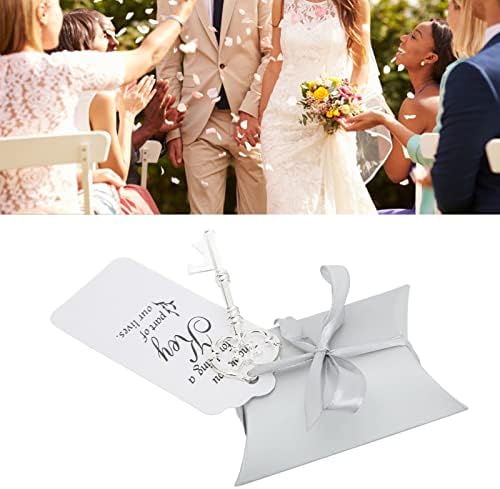 Кутија за свадбени бонбони, 50 -пакет свадба невестински гости фаворити со гроздобер клучеви ознаки, бонбони со чоколади и кутии за подароци