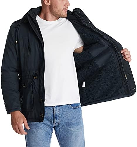 Јакна за кошула за зимски фланели за машка, долги ракави ватирани со карирано палто копче надолу со дебела облека со аспиратор