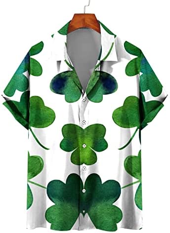Денот на д.Е. Патрик, кошула Хавајски кошули со кратки ракави, летни зелени ирски шамари