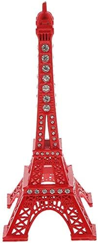 Таотениш Ајфелова кула фигура метал Париз Ајфелова кула фигура статуа како накит држач за гроздобер модел декор - црвена