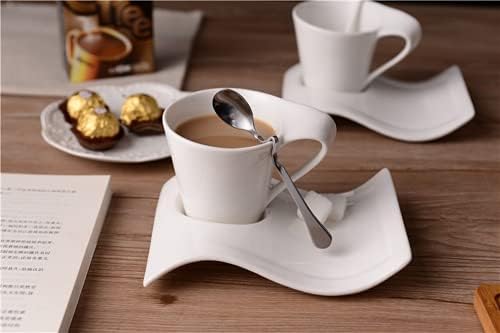 Креативна брановидна коска Кина чаша и чистач сет уметнички керамички фенси чај чај кафе, европски стил луксузен кригла поставена