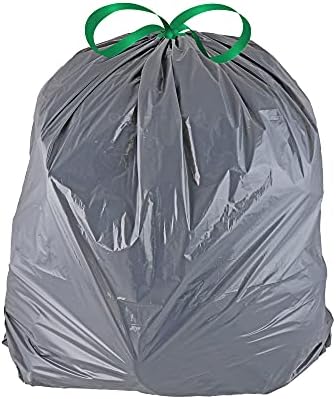 Торба за ѓубре логар / вреќа за ѓубре со панделки со сив рециклиран материјал 24 х 27 инчи. 13 гал.