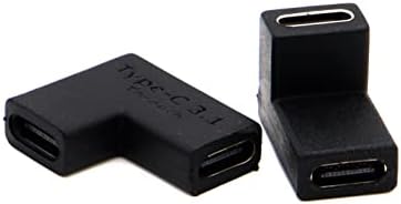 Type Cенски адаптер за тип C женски адаптер 2 пакет, Awauo USB C до USB C 90 степени со агол на адаптер за адаптер за напојување на адаптер